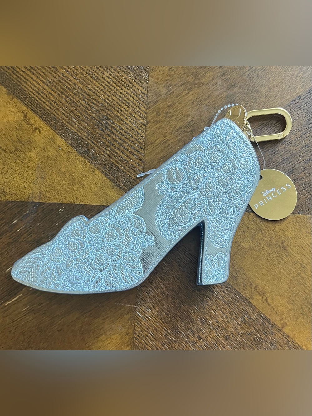 Cinderella Silver Lace High-Heel Shoe Key & Card Holder